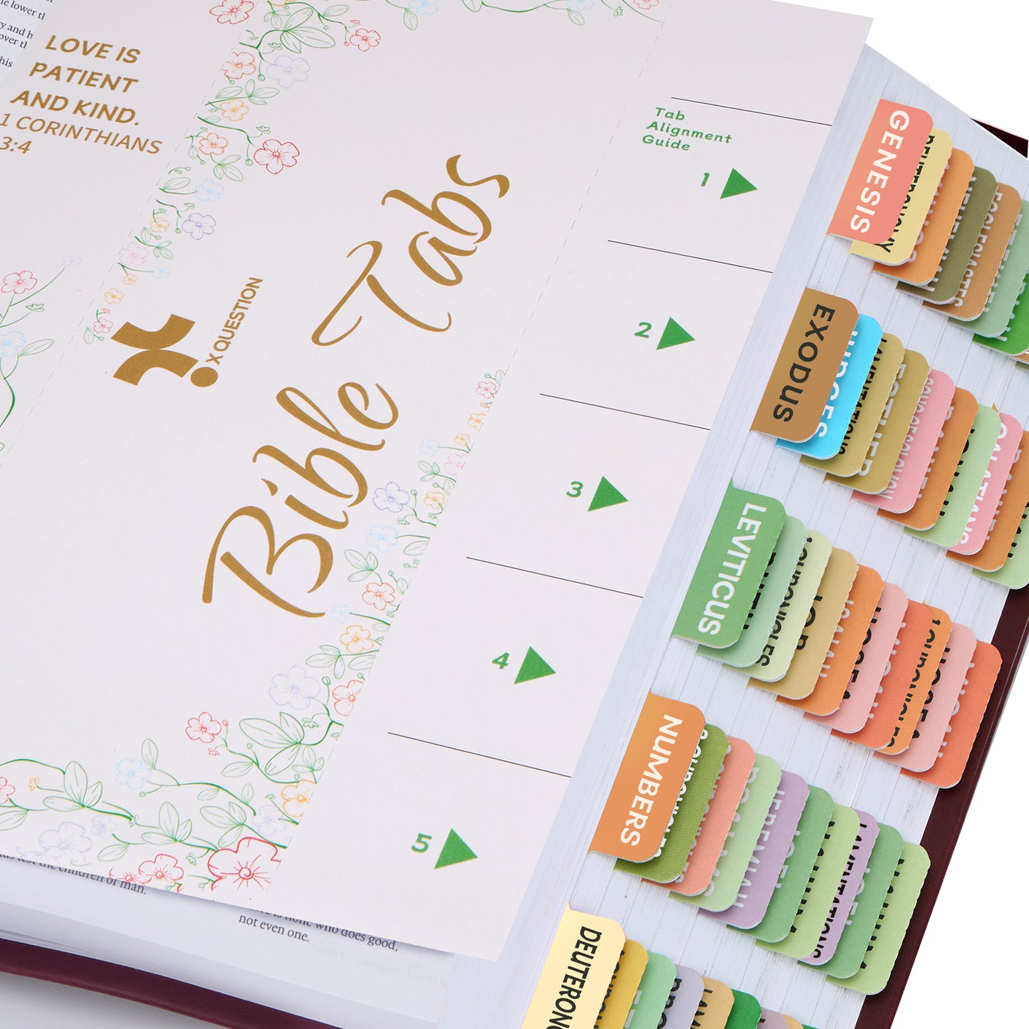 XQUESTION Bible Tabs with Delicate Cover, 75 Tabs with Chapter Titles and Summaries, Christian-Themed Stickers,Waterproof Laminated Bible Tabs,Bible Index Tabs,Bible Study Supplies(Boho)