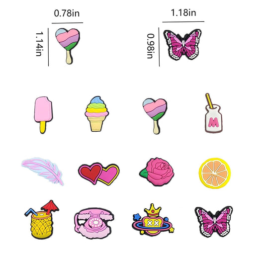 XQUESTION 35,50,100Pcs Random Shoe Charms for Girls Cartoon Cute PVC Shoes Accessories Charms,Lovely Charms Pack for Kids,Kawaii Pink Charms Shoe Decorations &amp; Bracelet Wristband Party Gifts