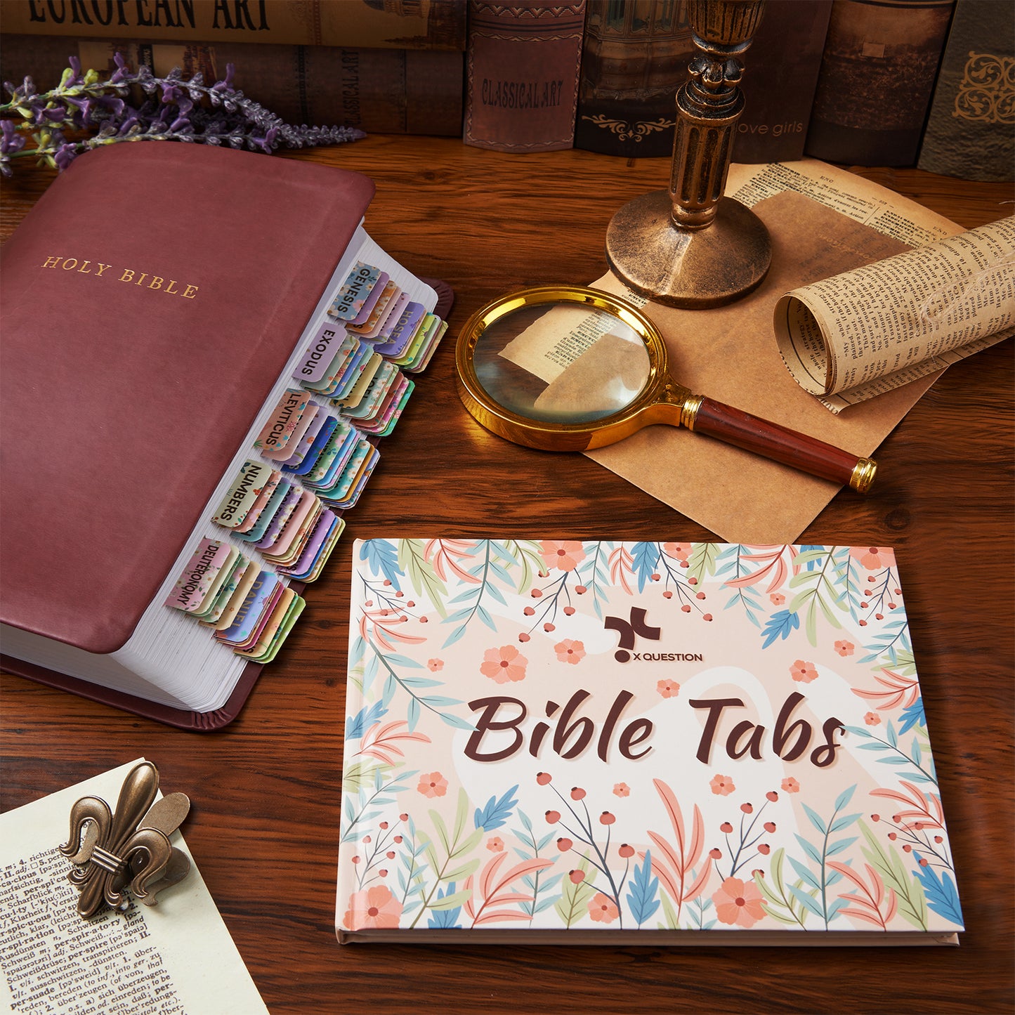 Floral Bible Tabs for Women, Bible Index Tabs Booklet, 66 Tabs with Chapter Titles and Summaries, Alignment Guide, Petal Beauty Tabs, Waterproof Laminated Bible Study Gifts Supplies