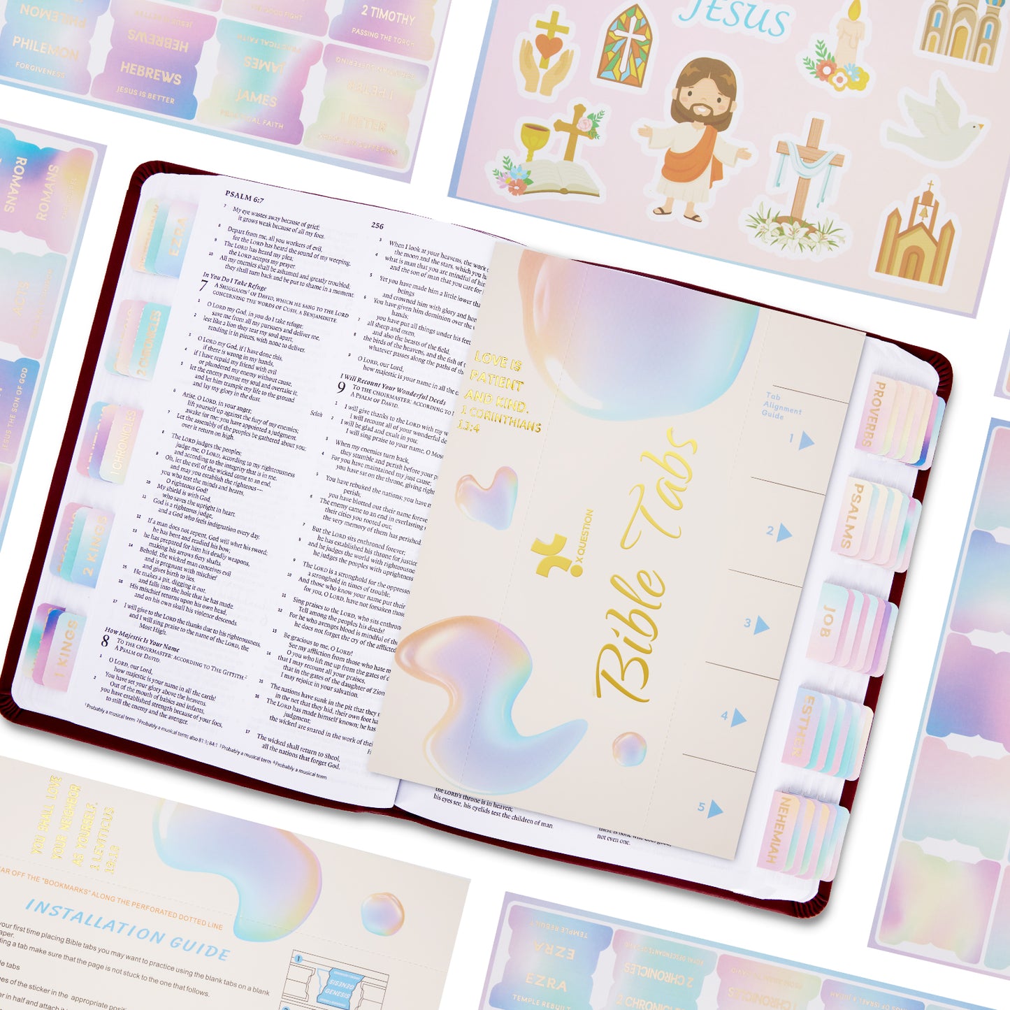 Rainbow Gold Foil Lettering Bible Tabs,Gradient Color Bible Index Tabs with Gilded Cover,75 Tabs Bible Study Supplies,Tabs with Chapter Titles and Summaries,Waterproof Laminated Tabs (Rainbow)