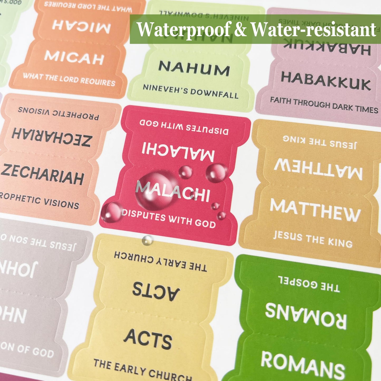 XQUESTION Bible Tabs with Delicate Cover, 75 Tabs with Chapter Titles and Summaries, Christian-Themed Stickers,Waterproof Laminated Bible Tabs,Bible Index Tabs,Bible Study Supplies(A-Boho)