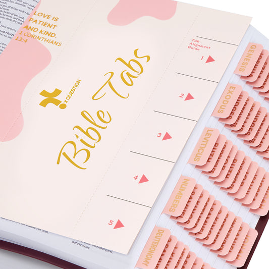 Light Peach Pink Gold Foil Lettering Bible Tabs, Bible Index Tabs with Gilded Cover,75 Tabs Bible Study Supplies,Tabs with Chapter Titles and Summaries,Waterproof Laminated Tabs (Light Peach Pink)